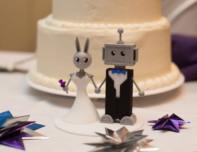 Bunny & Bot Wedding Cake Topper