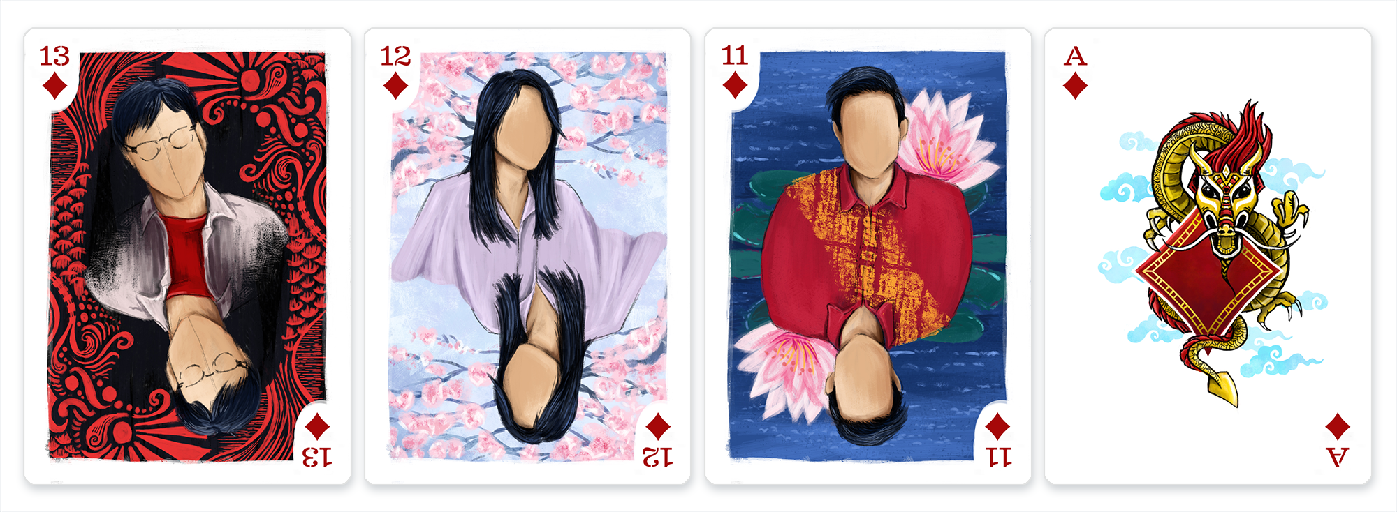 4 cards in Asian-Pacific Islander Suit 