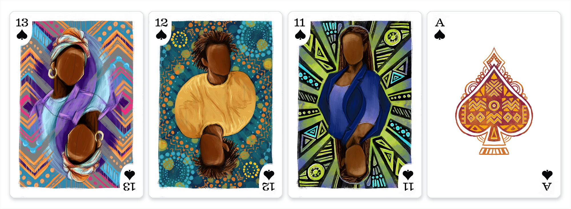4 cards in the African-American Suite